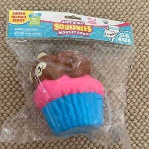 The Orb Factory Jumbo Bear Cupcake Brown/Pink/Blue, 10.83" x 9.25'' x 3.50"